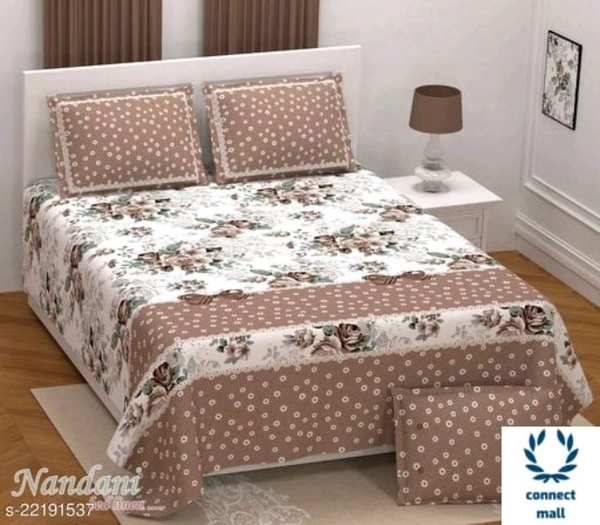 VOGUISH Cotton Super Fine Qatar Print King Size  Bedsheet with two pillow cover - King Size, Cotton, Multipack :1